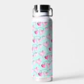 Cute Painted Hearts Monogram Water Fles (Achterkant)