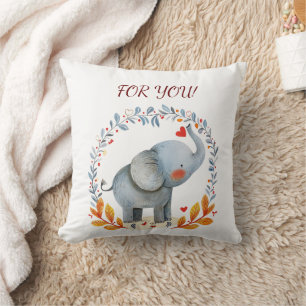 cute painted watercolor elephant kussen