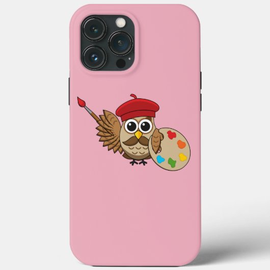 Cute Painter Owl Cartoon Case-Mate iPhone Case (Achterkant)