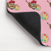 Cute Painter Owl Cartoon Muismat (Hoek)