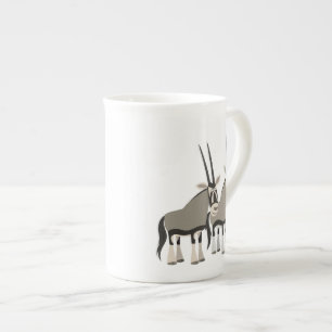 Cute Pair of Cartoon Oryxes Porselein Kop