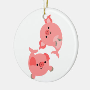 Cute Pair van Cartoon Mervarkens Keramisch Ornament