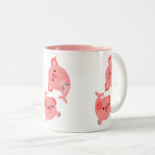 Cute Pair van Cartoon Mervarkens Tweekleurige Koffiemok (Voorkant rechts)