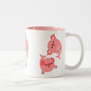Cute Pair van Cartoon Mervarkens Tweekleurige Koffiemok