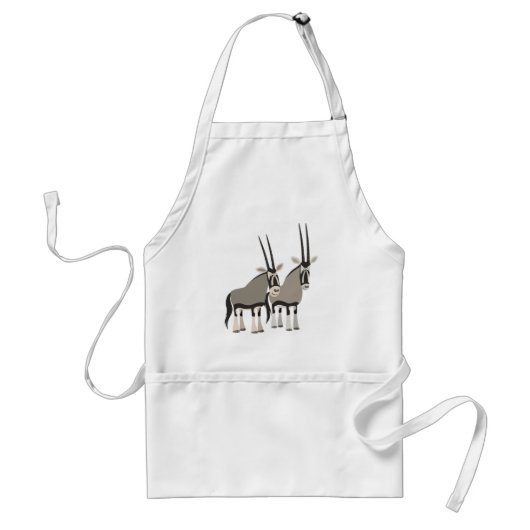 Cute Pair van Cartoon Oryxes Apron Standaard Schort (Voorkant)