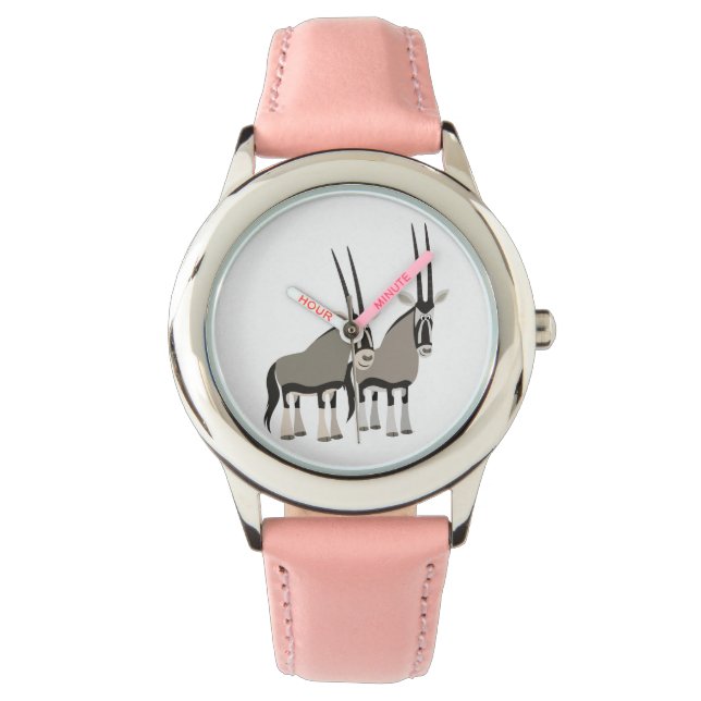 Cute Pair van Cartoon Oryxes Watch Horloge (Voorkant)