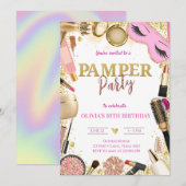 Cute Pamper Party Birthday Kaart (Voorkant / Achterkant)
