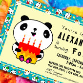 Cute Panda 4e anniversaire Invitation de la fête d