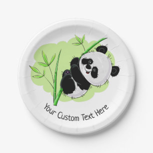 Cute Panda aangepaste borden tekstpapier Papieren Bordje