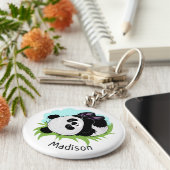 Cute Panda aangepaste naam sleutelketens Sleutelhanger (Zijkant)
