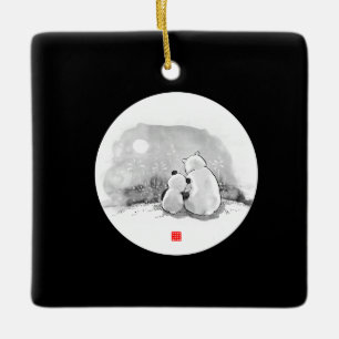 Cute Panda And Polar Bear Animal Lover Keramisch Ornament