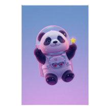Cute Panda Astronaut Kinderen Muur Kunst – Grappig