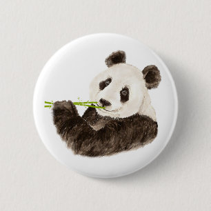 Cute Panda, Aziatisch Beer, Waterverf Animal Ronde Button 5,7 Cm