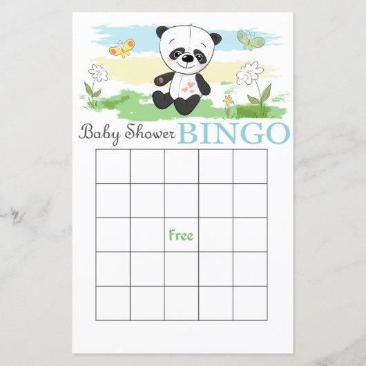 Cute Panda baby shower bingo card (Voorkant)