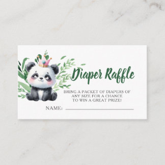 Cute Panda Baby Shower Watercolor Luier Raffle Informatiekaartje