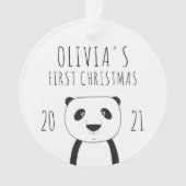 Cute Panda Babys First KerstBlack White Ornament (voorkant)
