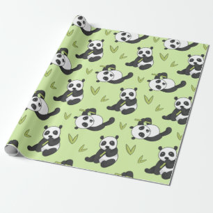 Cute Panda bamboo Animal Pattern Gift Cute Summer Cadeaupapier