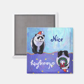Cute Panda Bear à Santa Hat Naughty / Nice Magnet (Recto/Verso)