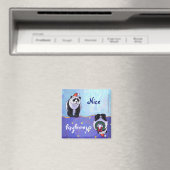 Cute Panda Bear à Santa Hat Naughty / Nice Magnet (In Situ (Lave-vaisselle))
