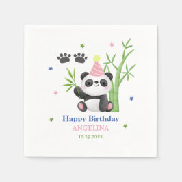 Cute Panda Bear Bamboo Birthday  Servet