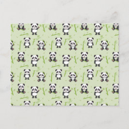 Cute Panda Bear Bamboo Kawaii Animals Pattern Briefkaart
