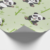 Cute Panda Bear Bamboo Kawaii Animals Pattern Cadeaupapier (Hoek)