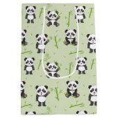 Cute Panda Bear Bamboo Kawaii Animals Pattern Medium Cadeauzakje (Achterkant)