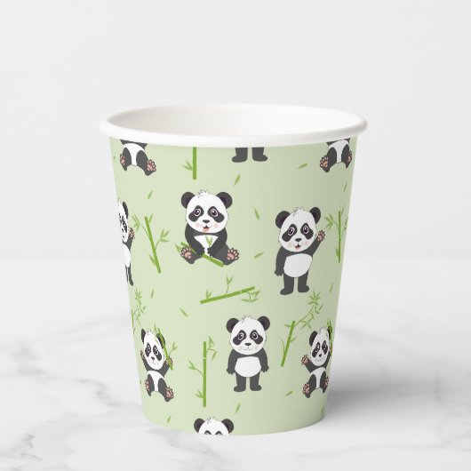 Cute Panda Bear Bamboo Kawaii Animals Pattern Papieren Bekers (Voorkant)