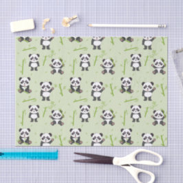 Cute Panda Bear Bamboo Kawaii Animals Pattern Tissuepapier