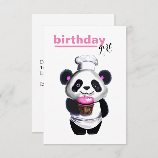 Cute Panda Bear Invitation d'anniversaire de la fi (Devant / Derrière)
