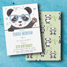 Cute Panda Bear Kawaii Boy Birthday Party Kaart