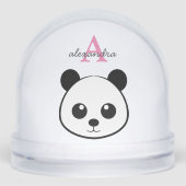 Cute Panda Bear Monogram Snow Globe – Personalized (Avant)