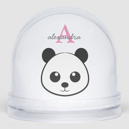 Cute Panda Bear Monogram Snow Globe – Personalized (Avant)