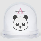 Cute Panda Bear Monogram Snow Globe – Personalized (Arrière)