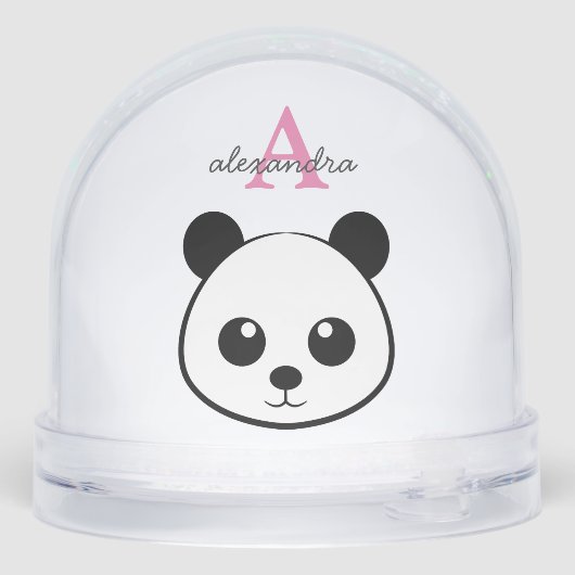 Cute Panda Bear Monogram Snow Globe – Personalized (Arrière)