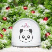 Cute Panda Bear Monogram Snow Globe – Personalized Sneeuwbol (Kerstmis)