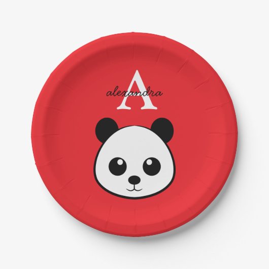 Cute Panda Bear Paper Plates – Personalized  Papieren Bordje (Voorkant)