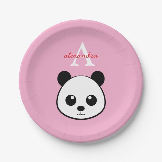 Cute Panda Bear Paper Plates – Personalized  Papieren Bordje (Voorkant)