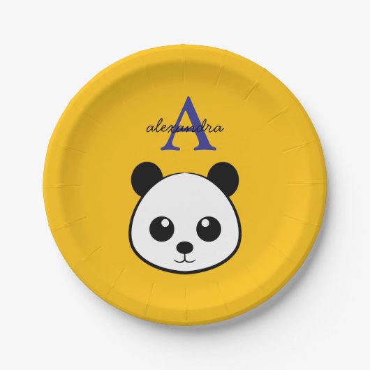 Cute Panda Bear Paper Plates – Personalized  Papieren Bordje (Voorkant)
