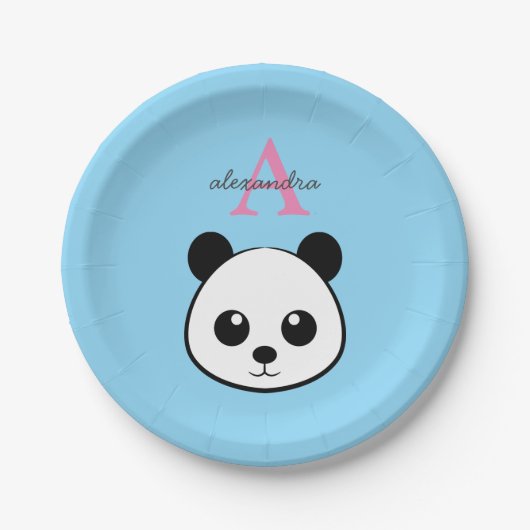 Cute Panda Bear Paper Plates – Personalized  Papieren Bordje (Voorkant)