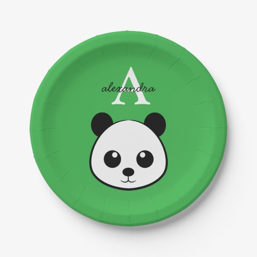 Cute Panda Bear Paper Plates – Personalized  Papieren Bordje (Voorkant)