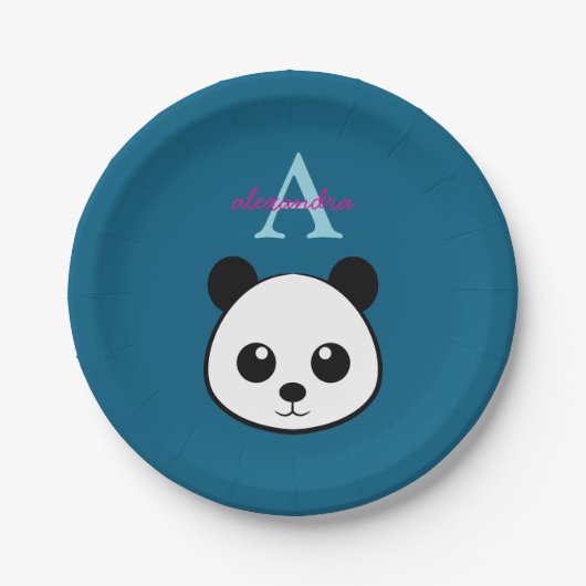 Cute Panda Bear Paper Plates – Personalized  Papieren Bordje (Voorkant)
