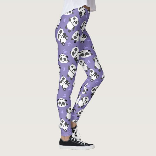 Cute panda bear paw blue background leggings (Rechts)