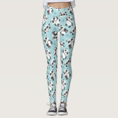Cute panda bear paw cyan background leggings (Voorkant)