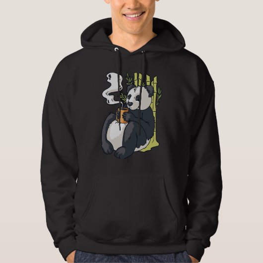 Cute Panda Bear with Hot Coffee Sarcasm Funny Pand Hoodie (Voorkant)
