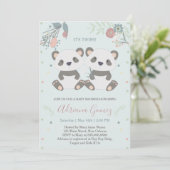 Cute Panda Bears Twins Baby shower Invitation (Debout devant)