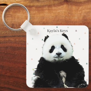 Cute Panda Beer Animal Pattern Custom Name Kind Sleutelhanger