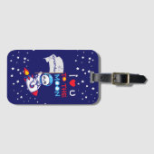 Cute Panda Beer Astronaut on Rocket Ship Kinder Bagagelabel (Voorkant (horizontaal))