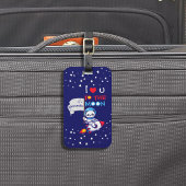 Cute Panda Beer Astronaut on Rocket Ship Kinder Bagagelabel