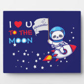 Cute Panda Beer Astronaut on Rocket Ship Kinder Fotoplaat (Voorkant)